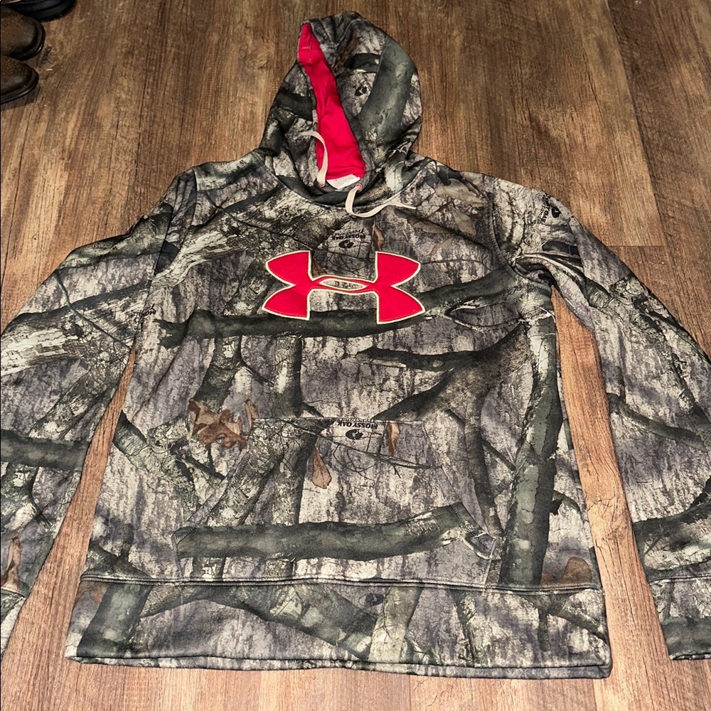 Under Armour Camo Hoodie Womens Medium Cold Gear Loose Fit Hooded Sweatshirt